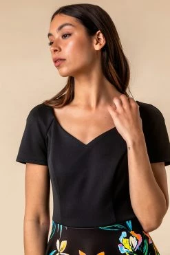 Roman Black Contrast Tropical Print Fit & Flare Dress 10 Roman Black Contrast Tropical Print Fit & Flare Dress -Roman Sales Shop unnamed file 652