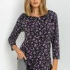 Roman Purple Ditsy Floral Chiffon Hem Top