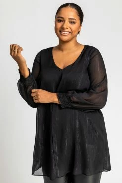 Roman Black Curve Split Front Chiffon Overlay Top 13 Roman Black Curve Split Front Chiffon Overlay Top -Roman Sales Shop unnamed file 6529