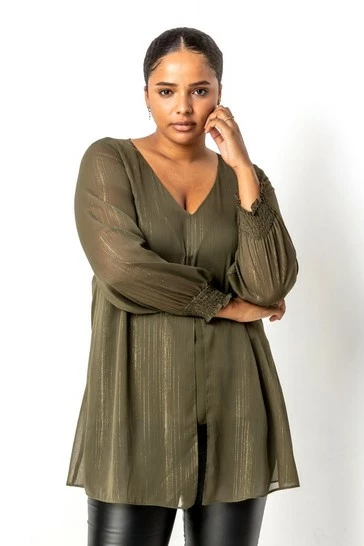 Roman Black Curve Split Front Chiffon Overlay Top 10 Roman Black Curve Split Front Chiffon Overlay Top - Image 8