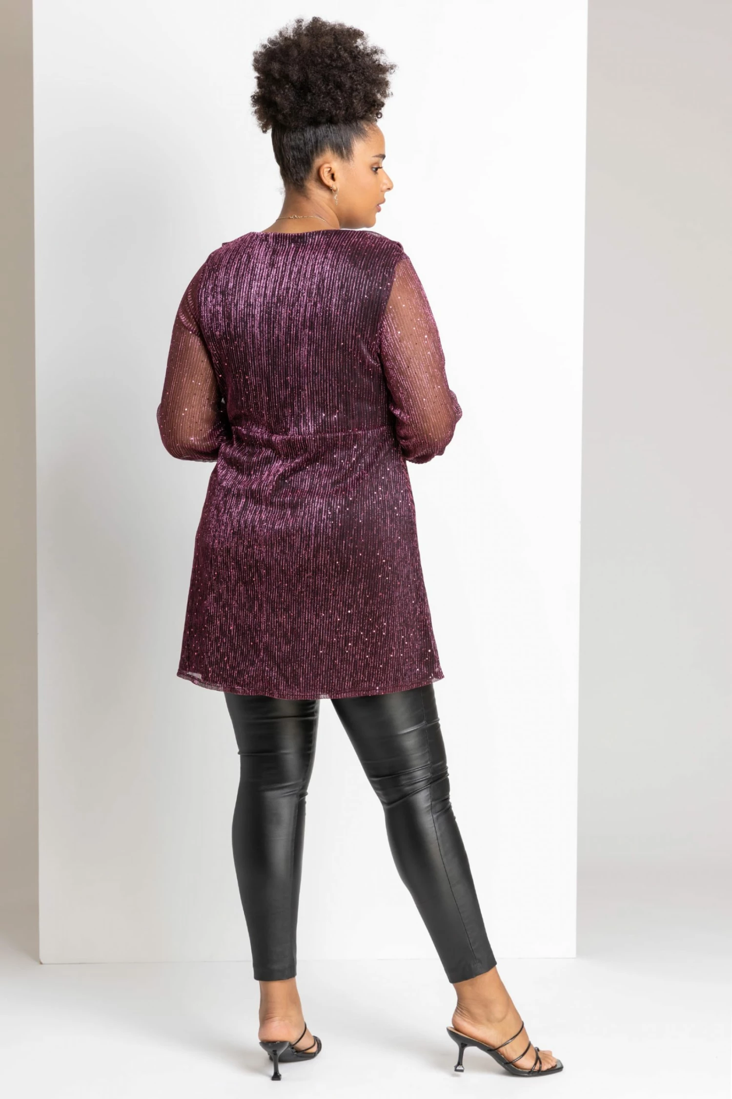 Roman Pink Curve Shimmer Plisse Frill Detail Top 4 Roman Pink Curve Shimmer Plisse Frill Detail Top - Image 2