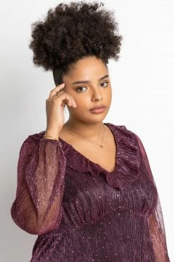 Roman Pink Curve Shimmer Plisse Frill Detail Top 11 Roman Pink Curve Shimmer Plisse Frill Detail Top -Roman Sales Shop unnamed file 6537