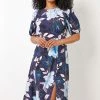 Roman Blue Petite Floral Print Puff Sleeve Midi Dress 1 Roman Blue Petite Floral Print Puff Sleeve Midi Dress -Roman Sales Shop unnamed file 654