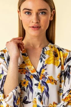 Roman Yellow Floral Button Through Tunic Blouse 10 Roman Yellow Floral Button Through Tunic Blouse -Roman Sales Shop unnamed file 6548