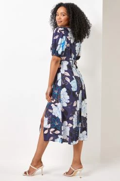 Roman Blue Petite Floral Print Puff Sleeve Midi Dress 10 Roman Blue Petite Floral Print Puff Sleeve Midi Dress -Roman Sales Shop unnamed file 656