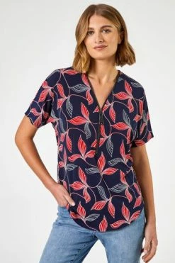 Roman Grey Textured Leaf Print Zip Front Top 13 Roman Grey Textured Leaf Print Zip Front Top -Roman Sales Shop unnamed file 6561