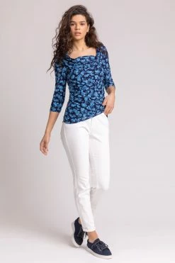 Roman Blue Floral Print Print Cowl Neck Top 11 Roman Blue Floral Print Print Cowl Neck Top -Roman Sales Shop unnamed file 6564