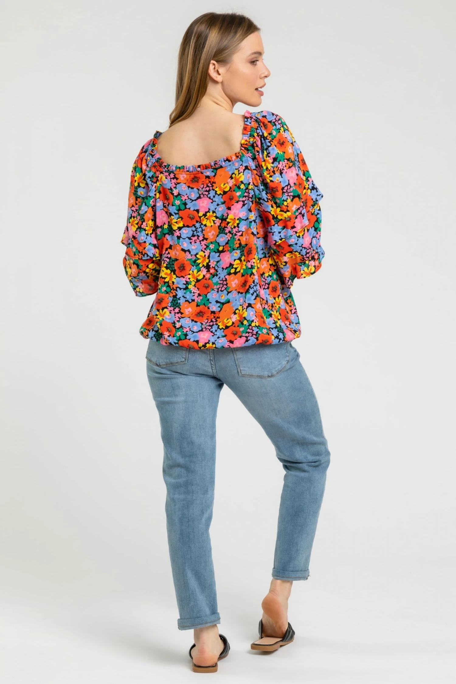 Roman Orange Petite Ditsy Floral Square Neck Top 4 Roman Orange Petite Ditsy Floral Square Neck Top - Image 2