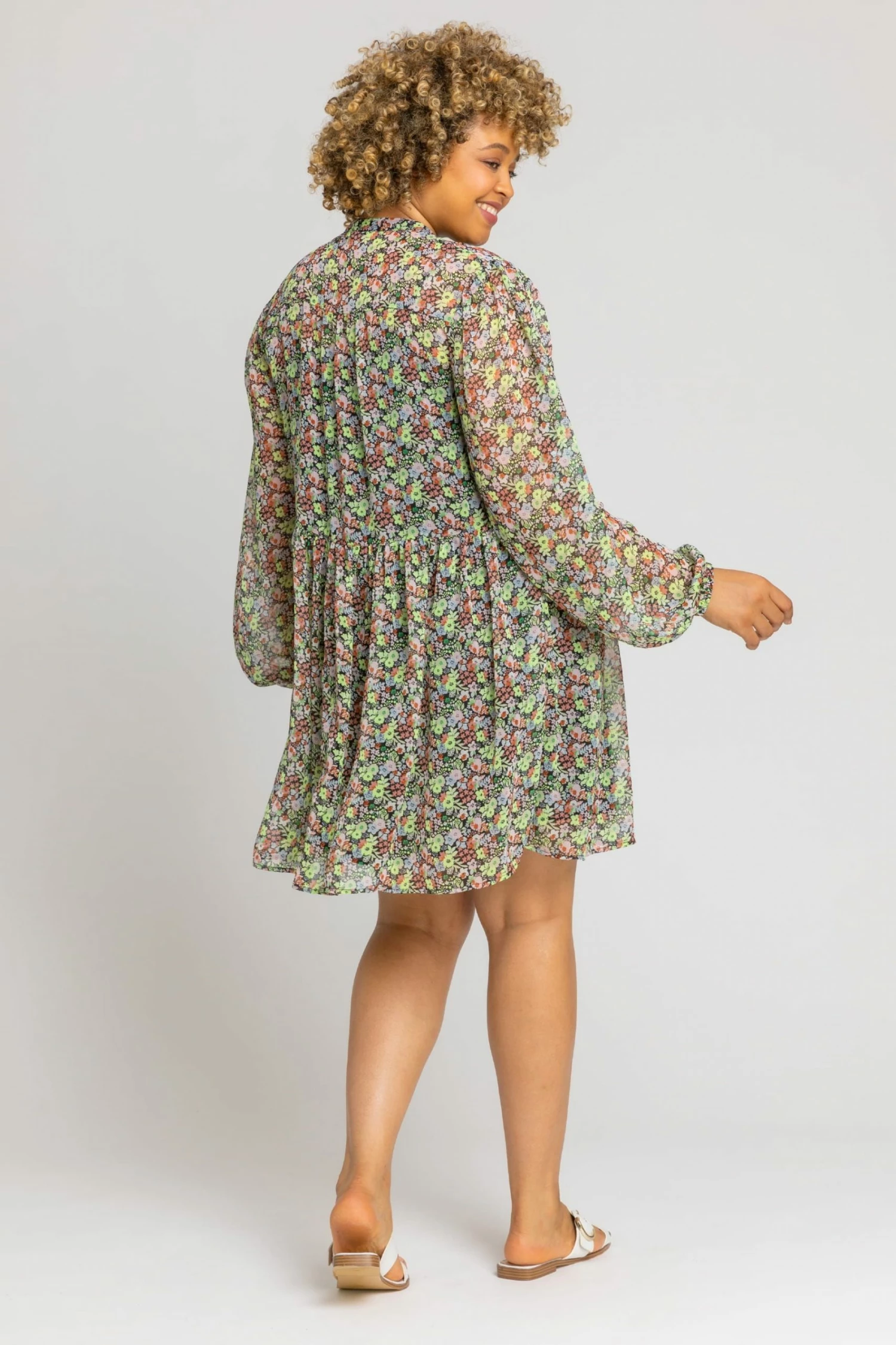 Roman Black Curve Floral Button Through Blouse 4 Roman Black Curve Floral Button Through Blouse - Image 2