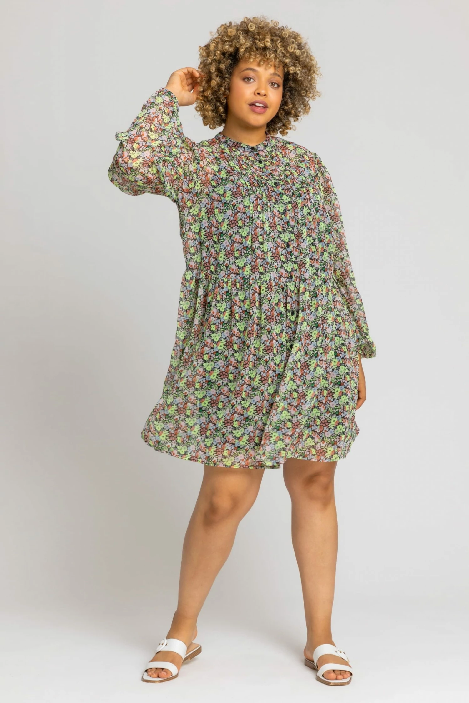 Roman Black Curve Floral Button Through Blouse 5 Roman Black Curve Floral Button Through Blouse - Image 3