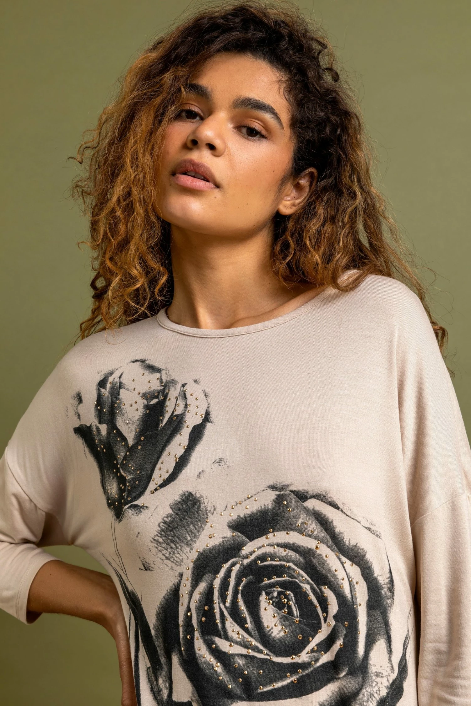 Roman Neutral Floral Diamante Embellished Top 6 Roman Neutral Floral Diamante Embellished Top - Image 4