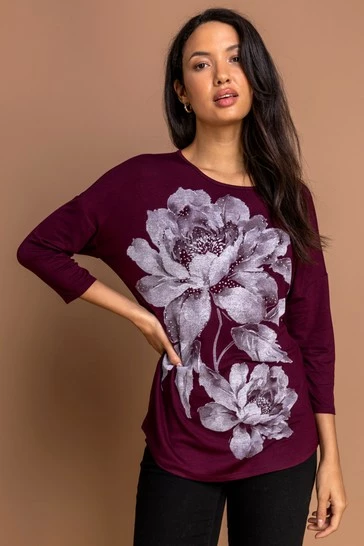 Roman Neutral Floral Diamante Embellished Top 8 Roman Neutral Floral Diamante Embellished Top - Image 6