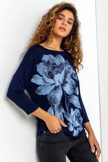 Roman Neutral Floral Diamante Embellished Top 9 Roman Neutral Floral Diamante Embellished Top - Image 7