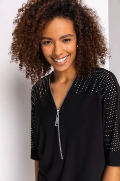 Roman Black Embellished Zip Detail Top 11 Roman Black Embellished Zip Detail Top -Roman Sales Shop unnamed file 6589