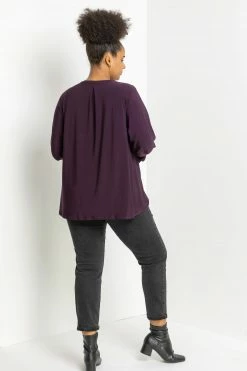 Roman Purple Curve Cuff Detail Oversized Top 9 Roman Purple Curve Cuff Detail Oversized Top -Roman Sales Shop unnamed file 6599