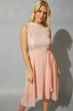 Roman Yellow Lace Detail Fit And Flare Dress -Roman Sales Shop unnamed file 66