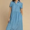Roman Blue Denim Buttoned Midi Shirt Dress 1 Roman Blue Denim Buttoned Midi Shirt Dress -Roman Sales Shop unnamed file 660