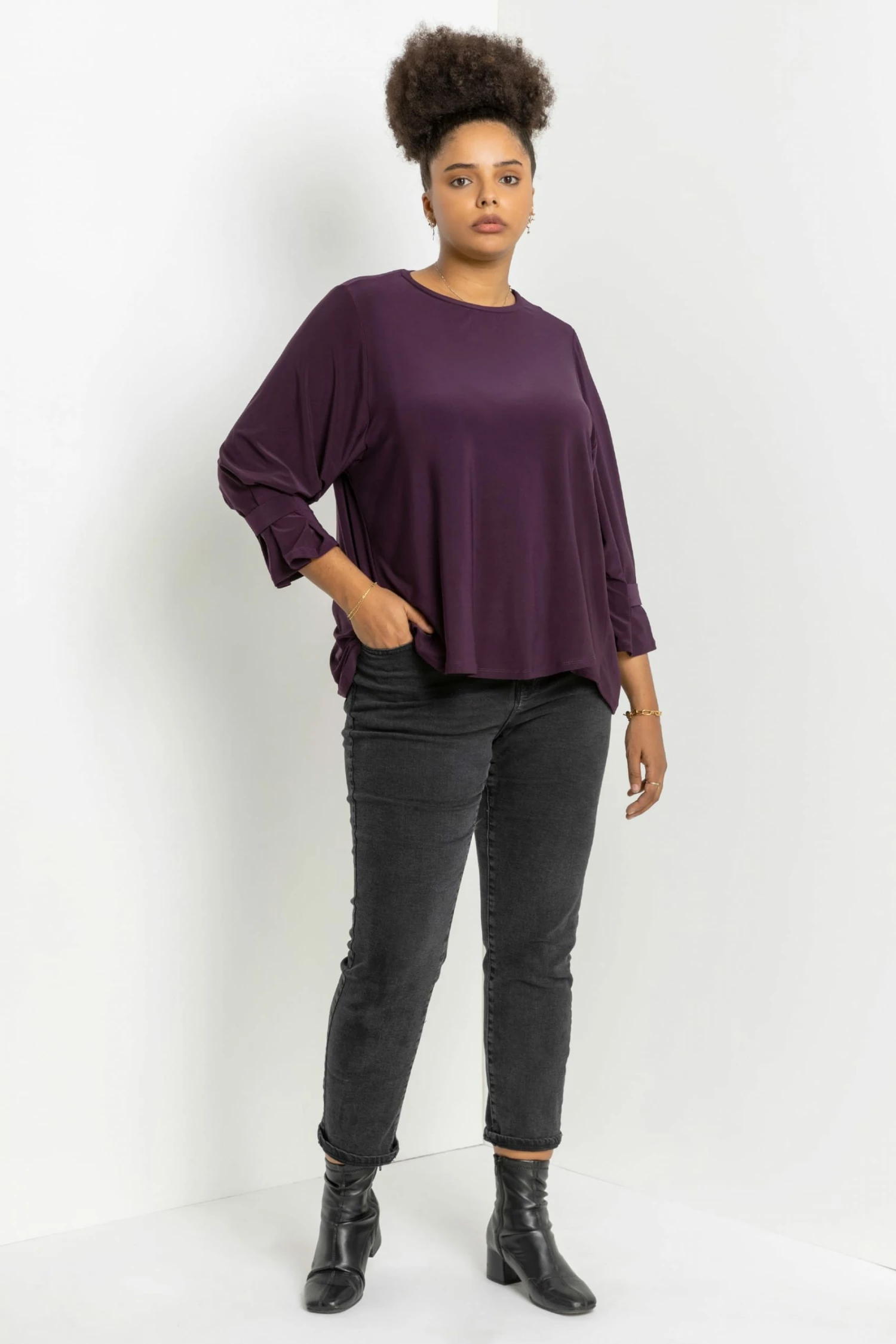 Roman Purple Curve Cuff Detail Oversized Top 5 Roman Purple Curve Cuff Detail Oversized Top - Image 3