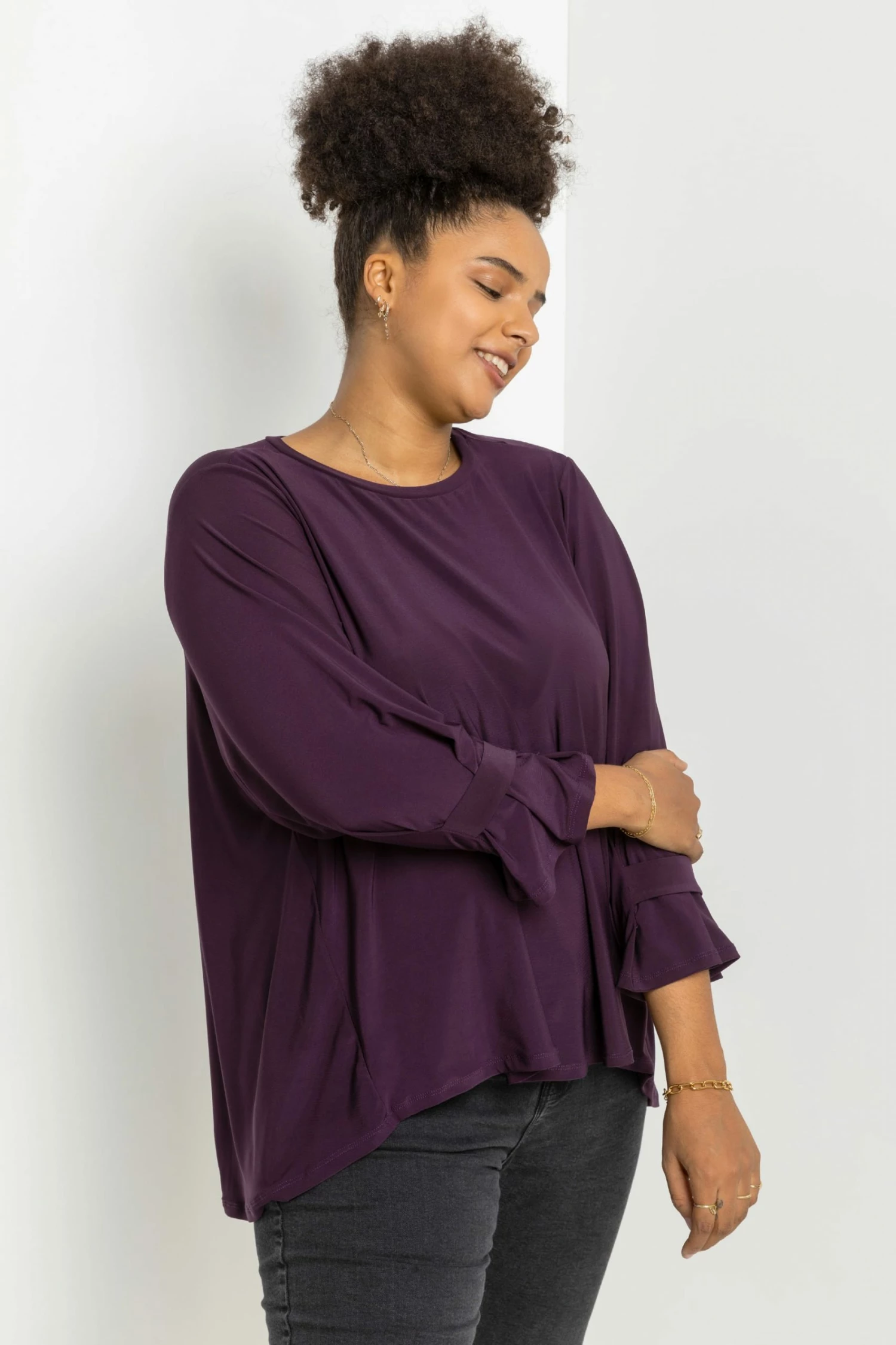 Roman Purple Curve Cuff Detail Oversized Top 7 Roman Purple Curve Cuff Detail Oversized Top - Image 5