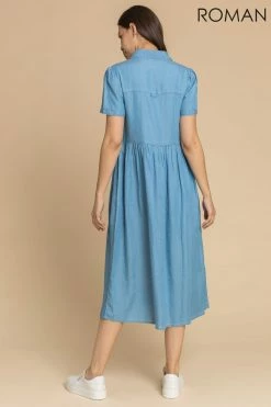 Roman Blue Denim Buttoned Midi Shirt Dress 8 Roman Blue Denim Buttoned Midi Shirt Dress -Roman Sales Shop unnamed file 661