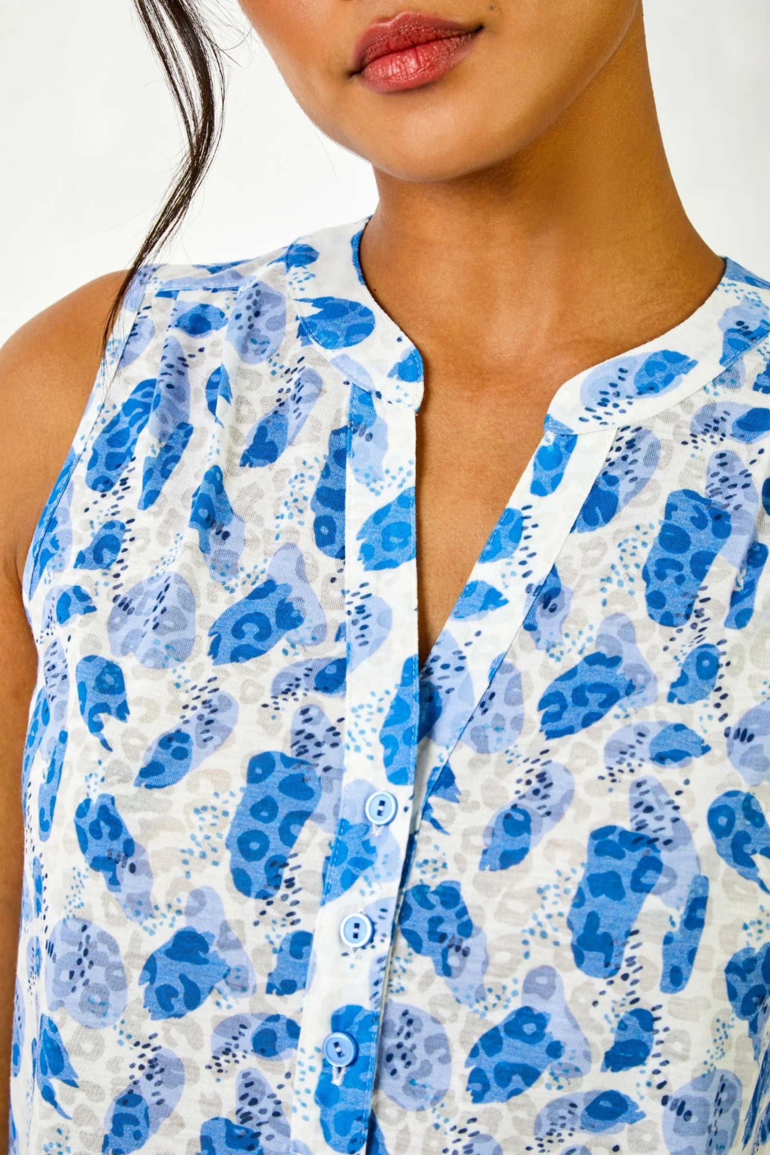 Roman Blue Burnout Animal Spot Print Top 7 Roman Blue Burnout Animal Spot Print Top - Image 5