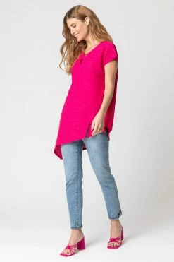 Roman Pink Asymmetric Keyhole Neck Top -Roman Sales Shop unnamed file 6617