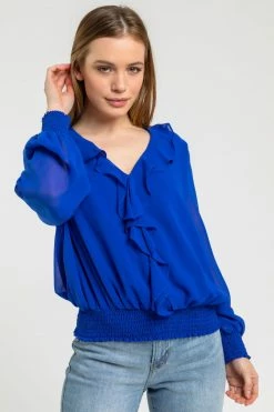 Roman Blue Petite Chiffon Frill Neck Detail Top 10 Roman Blue Petite Chiffon Frill Neck Detail Top -Roman Sales Shop unnamed file 6623