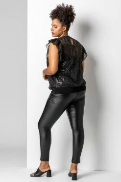 Roman Black Curve Frill Plisse Blouson Top 9 Roman Black Curve Frill Plisse Blouson Top -Roman Sales Shop unnamed file 6626