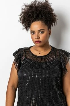 Roman Black Curve Frill Plisse Blouson Top 12 Roman Black Curve Frill Plisse Blouson Top -Roman Sales Shop unnamed file 6629