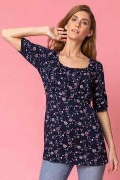 Roman Blue Gathered Floral Print Top 11 Roman Blue Gathered Floral Print Top -Roman Sales Shop unnamed file 6635