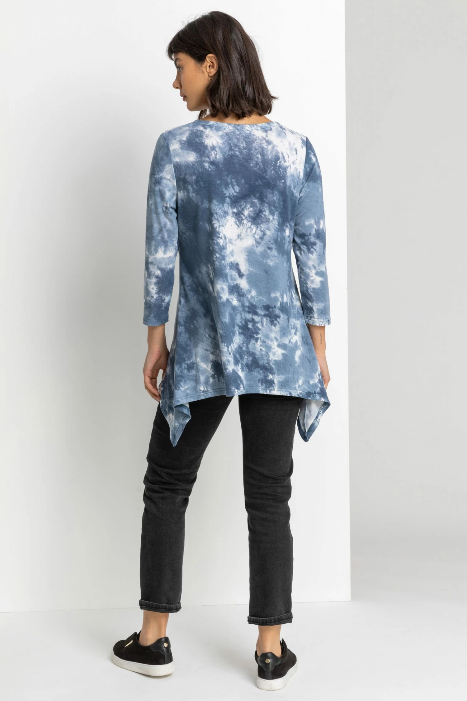 Roman Blue Tie Dye Print Jersey Swing Top 4 Roman Blue Tie Dye Print Jersey Swing Top - Image 2