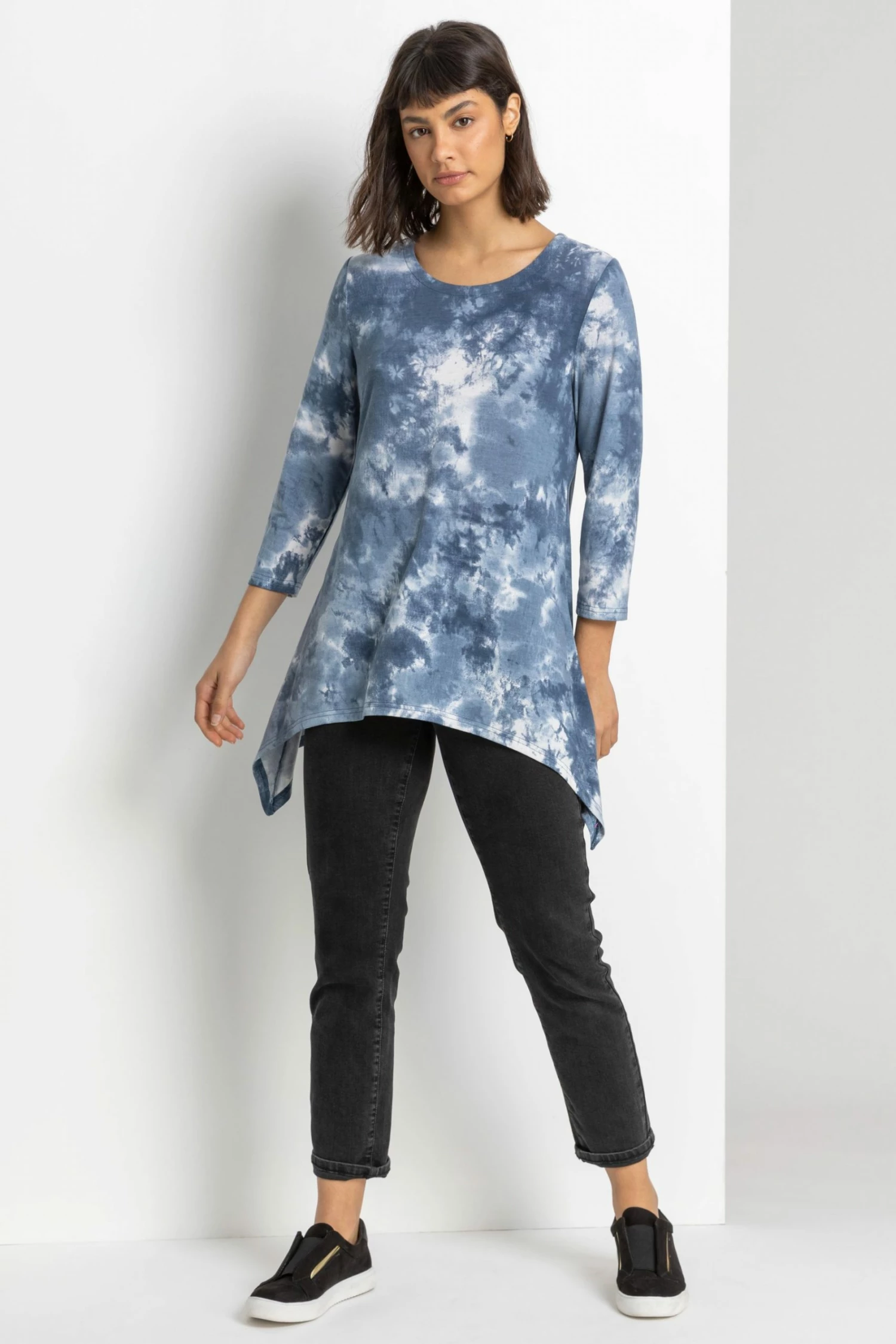 Roman Blue Tie Dye Print Jersey Swing Top 5 Roman Blue Tie Dye Print Jersey Swing Top - Image 3