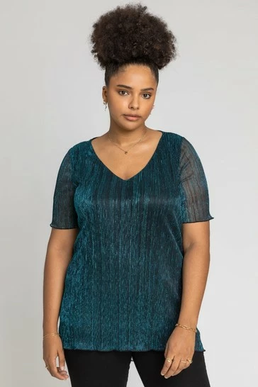 Roman Blue Curve Metallic Plisse Top 7 Roman Blue Curve Metallic Plisse Top - Image 5