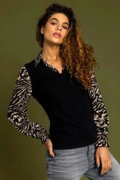 Roman Black Animal Print Sweater Vest Top 11 Roman Black Animal Print Sweater Vest Top -Roman Sales Shop unnamed file 6664