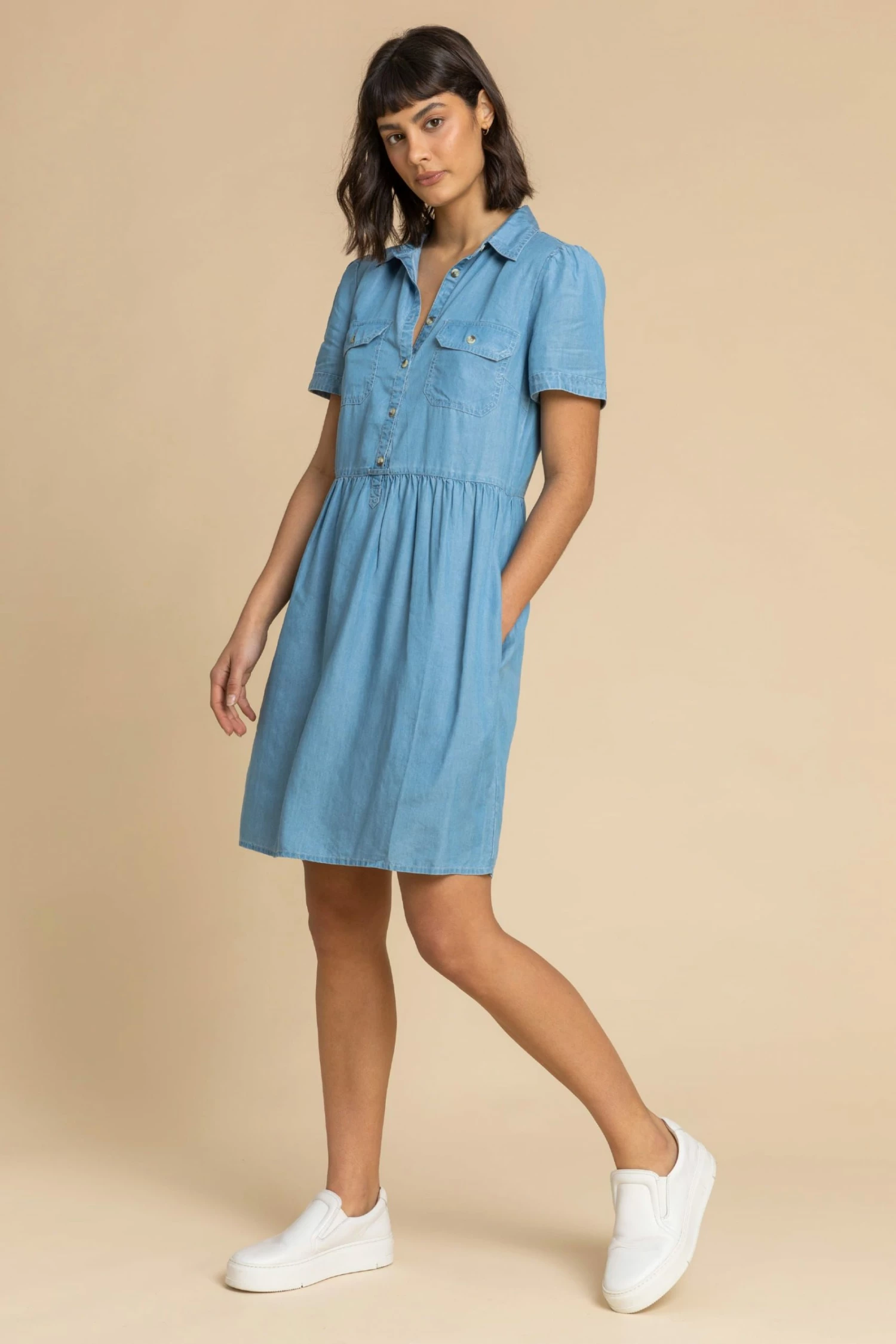 Roman Blue Denim Buttoned Shirt Dress 5 Roman Blue Denim Buttoned Shirt Dress - Image 3