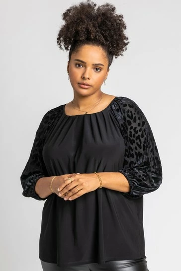 Roman Navy Curve Animal Print Burnout Top 8 Roman Navy Curve Animal Print Burnout Top - Image 6