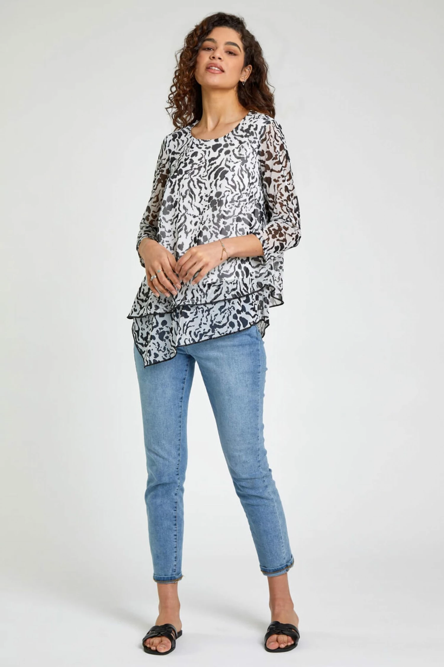 Roman White Animal Mesh Overlay Asymmetric Top 5 Roman White Animal Mesh Overlay Asymmetric Top - Image 3