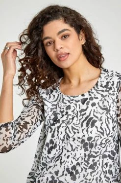 Roman White Animal Mesh Overlay Asymmetric Top 10 Roman White Animal Mesh Overlay Asymmetric Top -Roman Sales Shop unnamed file 6674