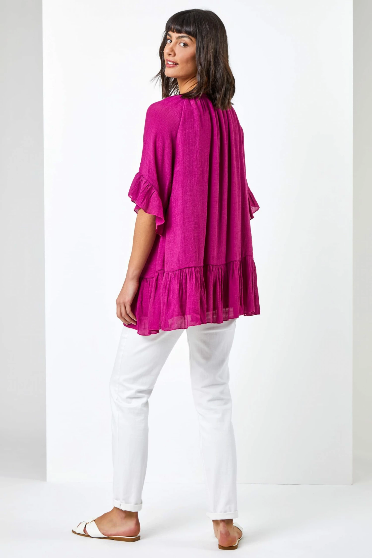 Roman Pink Longline Frill Detail Top 4 Roman Pink Longline Frill Detail Top - Image 2