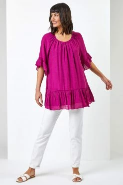 Roman Pink Longline Frill Detail Top 9 Roman Pink Longline Frill Detail Top -Roman Sales Shop unnamed file 6683