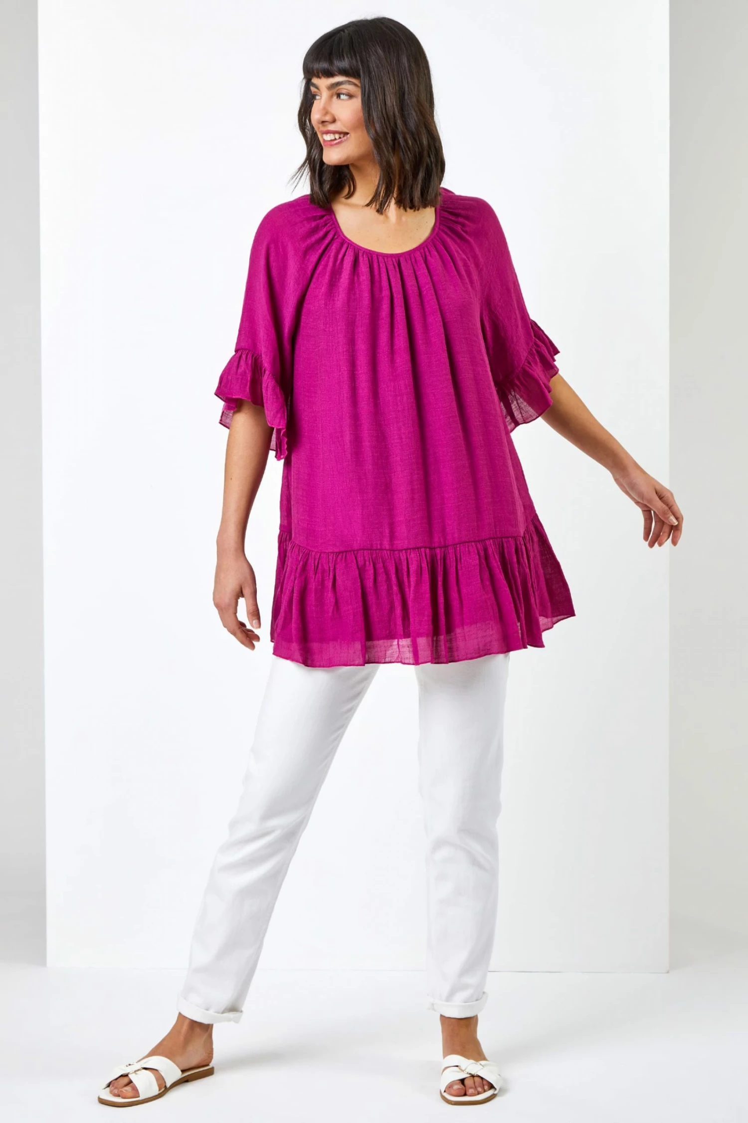 Roman Pink Longline Frill Detail Top 5 Roman Pink Longline Frill Detail Top - Image 3