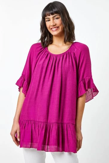 Roman Pink Longline Frill Detail Top 7 Roman Pink Longline Frill Detail Top - Image 5