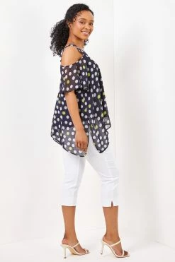 Roman Blue Spot Print Petite Cold Shoulder Spot Print Hanky Hem Top 9 Roman Blue Spot Print Petite Cold Shoulder Spot Print Hanky Hem Top -Roman Sales Shop unnamed file 6694