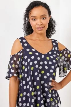 Roman Blue Spot Print Petite Cold Shoulder Spot Print Hanky Hem Top 10 Roman Blue Spot Print Petite Cold Shoulder Spot Print Hanky Hem Top -Roman Sales Shop unnamed file 6695