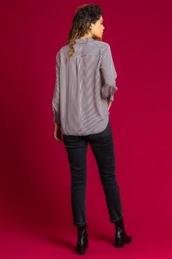 Roman Camel Stripe Print Collared Chiffon Top -Roman Sales Shop unnamed file 6699