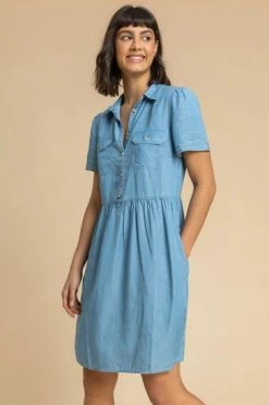 Roman Blue Denim Buttoned Shirt Dress 13 Roman Blue Denim Buttoned Shirt Dress -Roman Sales Shop unnamed file 670
