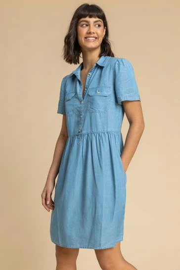Roman Blue Denim Buttoned Shirt Dress 8 Roman Blue Denim Buttoned Shirt Dress - Image 6