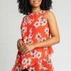 Roman Orange Petite Floral Print Frill Hem Top -Roman Sales Shop unnamed file 6702