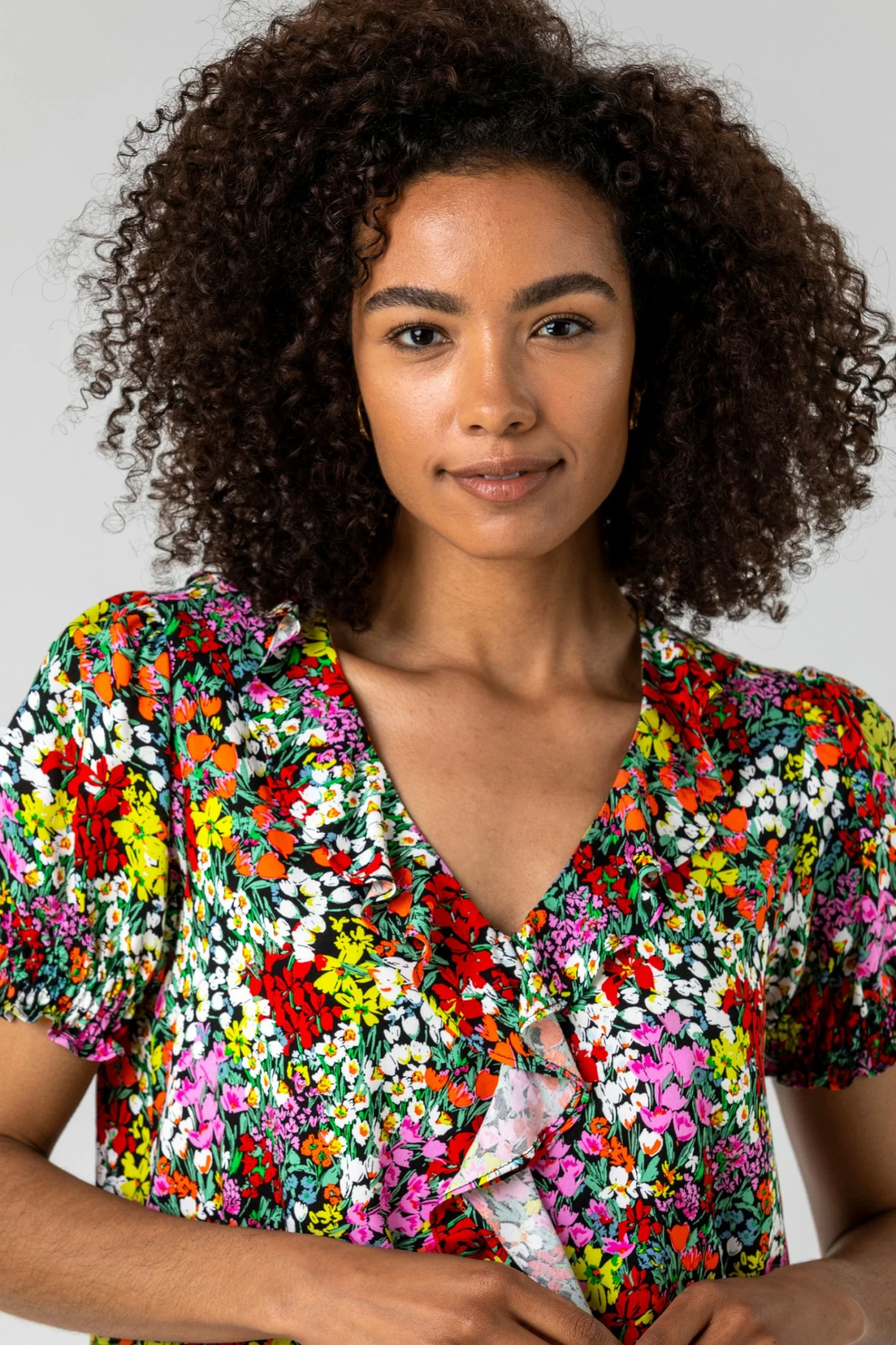 Roman Multi Floral Print Frill Detail Blouse 6 Roman Multi Floral Print Frill Detail Blouse - Image 4