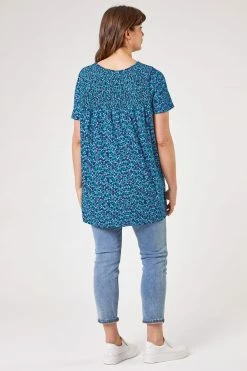 Roman Blue Curve Ditsy Floral Shirred Top 9 Roman Blue Curve Ditsy Floral Shirred Top -Roman Sales Shop unnamed file 6714